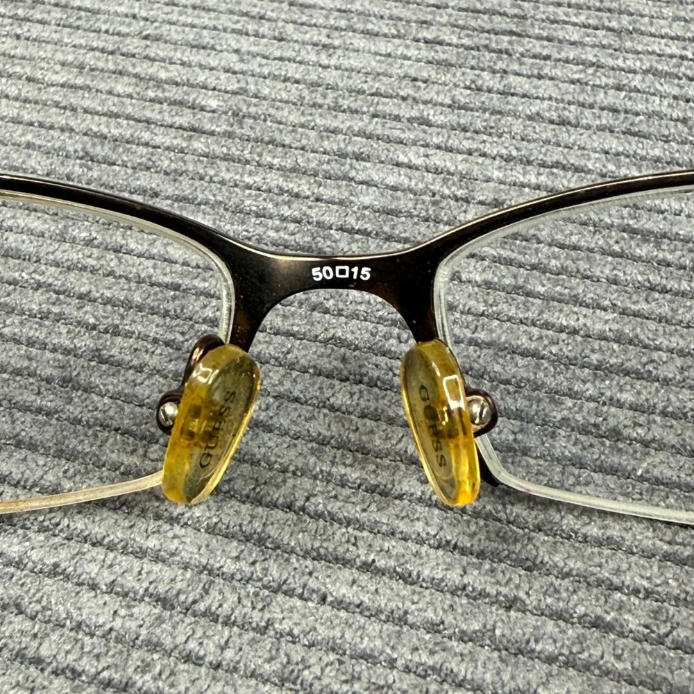 GUESS GU1463A BRN Brown Rectangular Half‎ Rim Y2K Eyeglasses 50-15-130